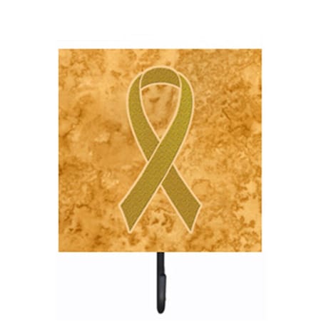 Micasa 4.25 W x 7 H In. Gold Ribbon for Childhood Cancers Awareness Leash or Key Holder MI714142